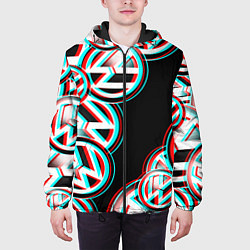 Куртка с капюшоном мужская Volkswagen glitch pattern, цвет: 3D-черный — фото 2