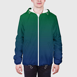 Куртка с капюшоном мужская Темно-зеленый и синий градиент, цвет: 3D-белый — фото 2