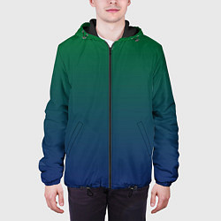 Куртка с капюшоном мужская Темно-зеленый и синий градиент, цвет: 3D-черный — фото 2