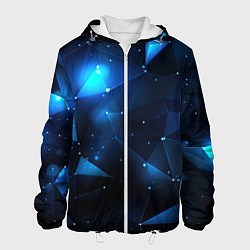 Куртка с капюшоном мужская Синяя геометрическая абстракция, цвет: 3D-белый
