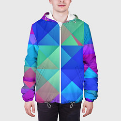 Куртка с капюшоном мужская Разноцветные фигуры, цвет: 3D-белый — фото 2