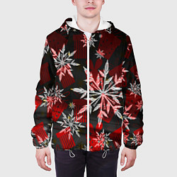Куртка с капюшоном мужская Рождественские снежинки, цвет: 3D-белый — фото 2