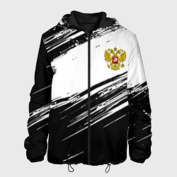 Куртка с капюшоном мужская Герб РФ спортивные краски, цвет: 3D-черный