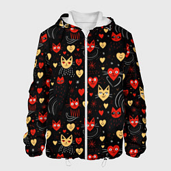 Мужская куртка Паттерн с сердечками и котами валентинка