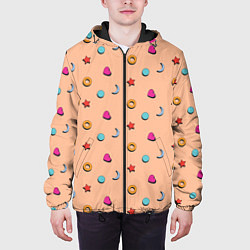 Куртка с капюшоном мужская Узор с сердцем, звездой и кругом, цвет: 3D-черный — фото 2
