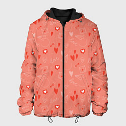 Куртка с капюшоном мужская Love heart message pattern, цвет: 3D-черный