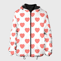 Куртка с капюшоном мужская Розовые сердца фон, цвет: 3D-черный