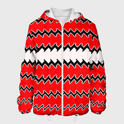 Куртка с капюшоном мужская White and red stripes, цвет: 3D-белый