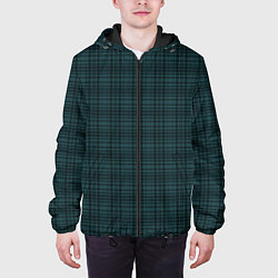 Куртка с капюшоном мужская Клетчатый тёмно-зелёный, цвет: 3D-черный — фото 2
