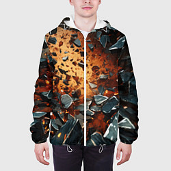Куртка с капюшоном мужская Летящие камни и взрыв, цвет: 3D-белый — фото 2