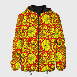 Мужская куртка Хохломская роспись золотистые цветы и ягоды на кра