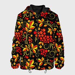 Мужская куртка Хохломская роспись золотистые листья чёрном фоне