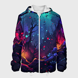 Куртка с капюшоном мужская Абстрактный камуфляж в кислотных абстрактных пятна, цвет: 3D-белый