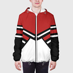 Куртка с капюшоном мужская Советский спорт с полосами, цвет: 3D-белый — фото 2