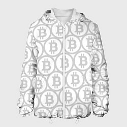 Мужская куртка Биткоин патерн на белом фоне