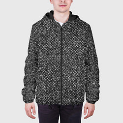 Куртка с капюшоном мужская Чёрно-белый текстурный, цвет: 3D-черный — фото 2