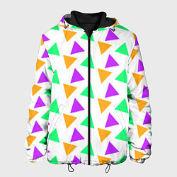 Куртка с капюшоном мужская Яркие треугольники, цвет: 3D-черный