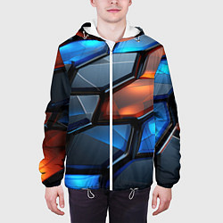 Куртка с капюшоном мужская Прозрачные абстрактные плиты, цвет: 3D-белый — фото 2