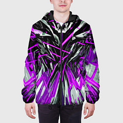 Куртка с капюшоном мужская Череп и фиолетовые полосы, цвет: 3D-черный — фото 2