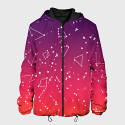 Куртка с капюшоном мужская Созвездия в розовом небе, цвет: 3D-черный