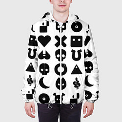 Куртка с капюшоном мужская Love death robots pattern white, цвет: 3D-белый — фото 2