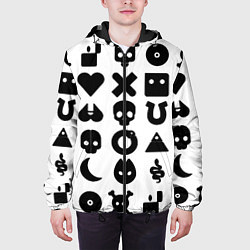 Куртка с капюшоном мужская Love death robots pattern white, цвет: 3D-черный — фото 2