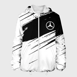 Куртка с капюшоном мужская Mercedes benz краски чернобелая геометрия, цвет: 3D-белый