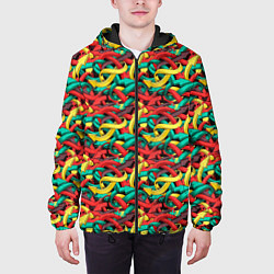 Куртка с капюшоном мужская Переплетающиеся стрелки, цвет: 3D-черный — фото 2