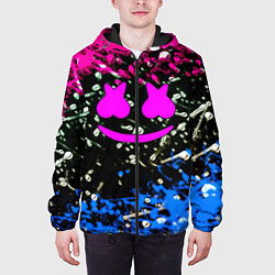 Куртка с капюшоном мужская Marshmello неоновый краски, цвет: 3D-черный — фото 2