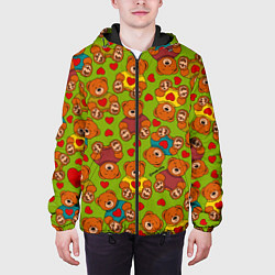 Куртка с капюшоном мужская Маленькие мишки и сердечки, цвет: 3D-черный — фото 2