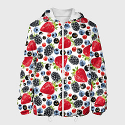 Куртка с капюшоном мужская Различные ягоды, цвет: 3D-белый