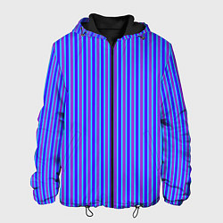 Куртка с капюшоном мужская Вертикальные неоновые линии, цвет: 3D-черный