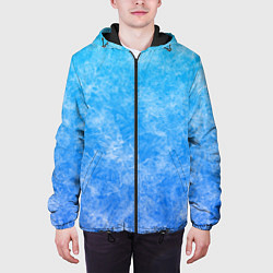 Куртка с капюшоном мужская Дым на голубом фоне, цвет: 3D-черный — фото 2