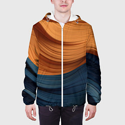 Куртка с капюшоном мужская Оранжевая и синяя абстракция, цвет: 3D-белый — фото 2