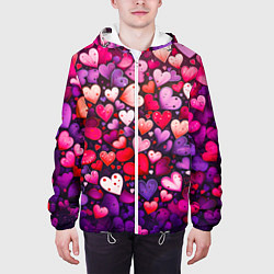 Куртка с капюшоном мужская Множество сердец, цвет: 3D-белый — фото 2