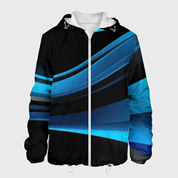 Куртка с капюшоном мужская Черная и синяя геометрическая абстракция, цвет: 3D-белый