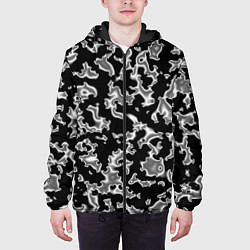 Куртка с капюшоном мужская Капли жидкого металла - камуфляж на чёрном, цвет: 3D-черный — фото 2