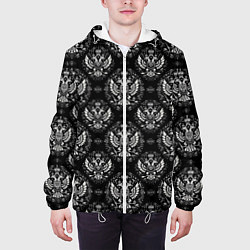 Куртка с капюшоном мужская Греб России в черно-белом стиле, цвет: 3D-белый — фото 2