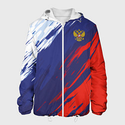 Куртка с капюшоном мужская Россия Sport брызги красок триколор, цвет: 3D-белый