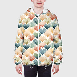 Куртка с капюшоном мужская Разноцветные нарисованные сердечки, цвет: 3D-белый — фото 2
