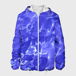 Куртка с капюшоном мужская Синяя вода текстура, цвет: 3D-белый