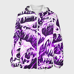 Мужская куртка Белые клыки на розовом фоне