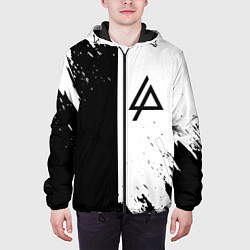 Куртка с капюшоном мужская Linkin park краски чёрнобелый, цвет: 3D-черный — фото 2