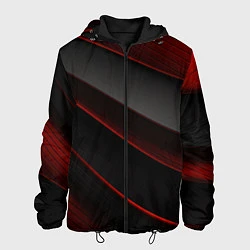 Куртка с капюшоном мужская Красная абстракция с черными линиями, цвет: 3D-черный