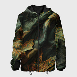 Мужская куртка Реалистичный охотничий камуфляж из ткани и листьев