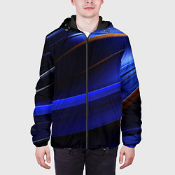 Куртка с капюшоном мужская Синее свечение на абстрактном фоне, цвет: 3D-черный — фото 2