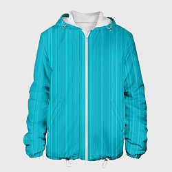 Куртка с капюшоном мужская Неоновый голубой полосатая рябь, цвет: 3D-белый