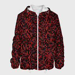 Куртка с капюшоном мужская Абстрактный полосатый красный, цвет: 3D-белый