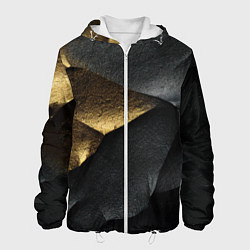 Куртка с капюшоном мужская Черная текстура с золотистым напылением, цвет: 3D-белый