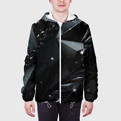 Куртка с капюшоном мужская Black luxury abstract, цвет: 3D-белый — фото 2